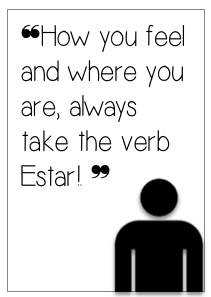 How you feel and where you are, always take the verb Estar!
