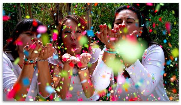 Women and confetti